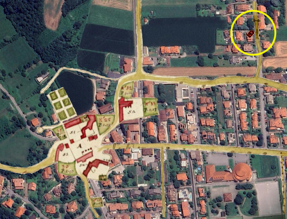 La sovrapposizione di alcuni elementi della mappa del "Teresiano" sulla topografia di oggi